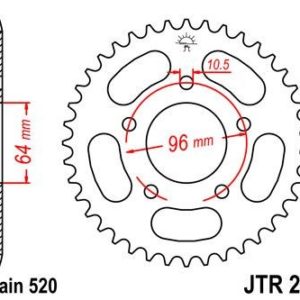 Corona JT 254 de acero con 37 dientes