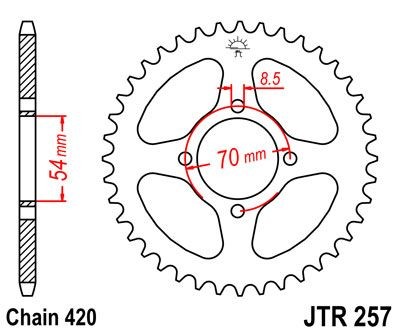 Corona JT 257 de acero con 40 dientes