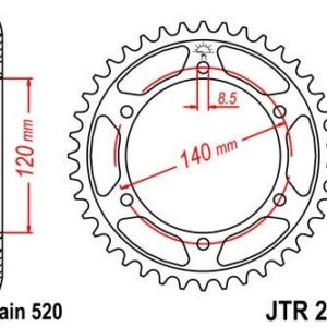 Corona JT 260 de acero con 40 dientes