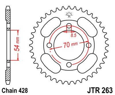 Corona JT 263 de acero con 36 dientes