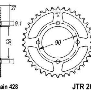 Corona JT 267 de acero con 39 dientes