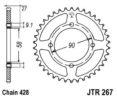 Corona JT 267 de acero con 39 dientes