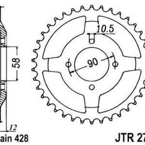 Corona JT 271 de acero con 50 dientes