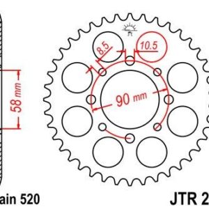 Corona JT 273 de acero con 39 dientes