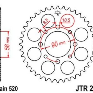 HONDA - Corona JT 273 de acero con 44 dientes -