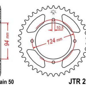 Corona JT 282 de acero con 34 dientes