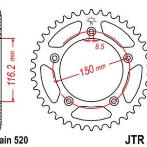 Corona JT 28 de acero con 42 dientes
