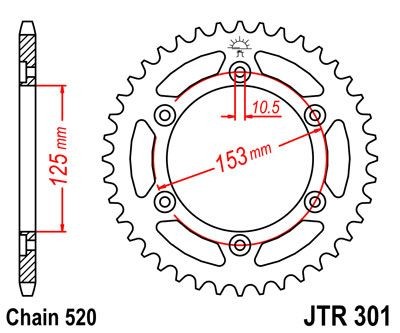 Corona JT 301 de acero con 48 dientes