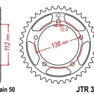 Corona JT 302 de acero con 39 dientes