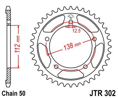 Corona JT 302 de acero con 39 dientes