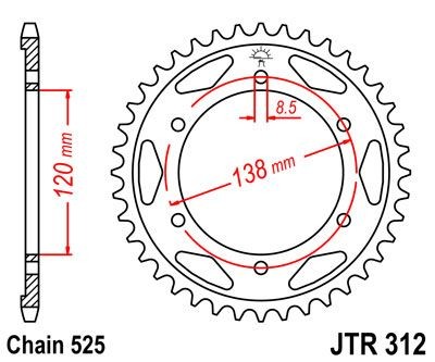 Corona JT 312 de acero con 40 dientes