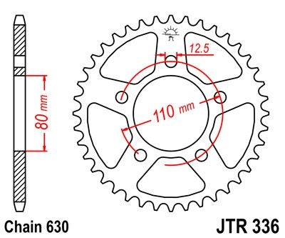 Corona JT 336 de acero con 35 dientes