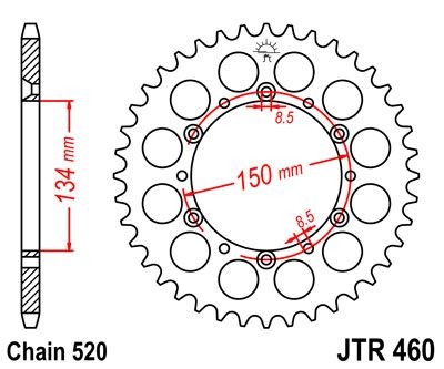 Corona JT 460 de acero con 39 dientes