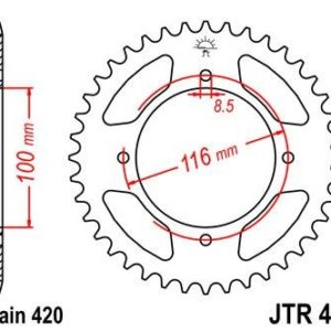 Corona JT 461 de acero con 49 dientes