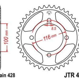 Corona JT 462 de acero con 49 dientes