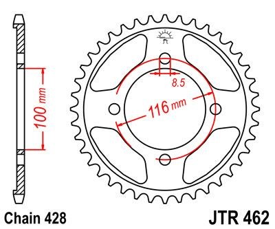Corona JT 462 de acero con 49 dientes