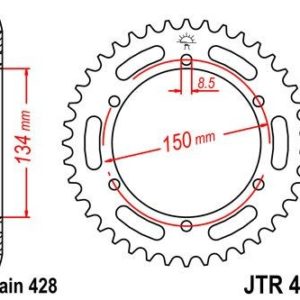 Corona JT 463 de acero con 50 dientes