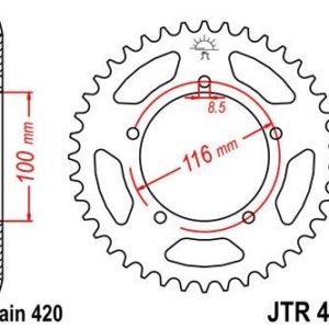 KAWASAKI - Corona JT 464 de acero con 44 dientes -