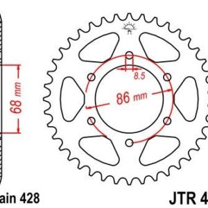 KAWASAKI - Corona JT 468 de acero con 36 dientes -