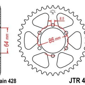 KAWASAKI - Corona JT 471 de acero con 45 dientes -