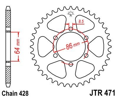 Corona JT 471 de acero con 50 dientes