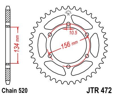 Corona JT 472 de acero con 40 dientes