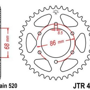 Corona JT 473 de acero con 37 dientes