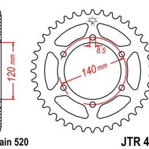 Corona JT 475 de acero con 44 dientes