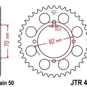 KAWASAKI - Corona JT 476 de acero con 44 dientes -