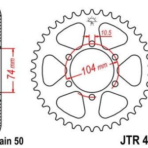 KAWASAKI - Corona JT 481 de acero con 40 dientes -