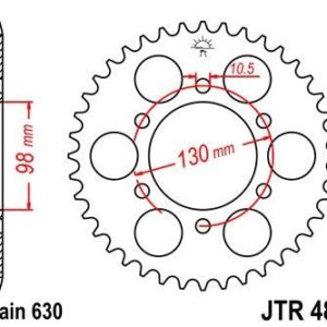Corona JT 483 de acero con 33 dientes