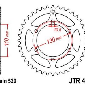 KAWASAKI - Corona JT 486 de acero con 41 dientes -