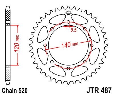 Corona JT 487 de acero con 38 dientes