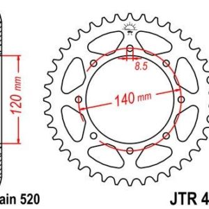 Corona JT 487 de acero con 43 dientes
