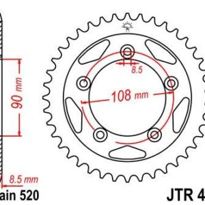 DUCATI - Corona JT 491 de acero con 38 dientes -