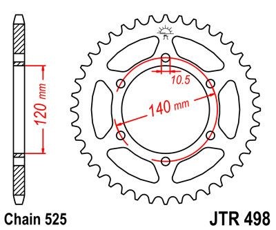Corona JT 498 de acero con 39 dientes