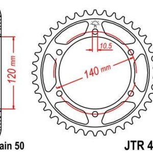 Corona JT 499 de acero con 42 dientes