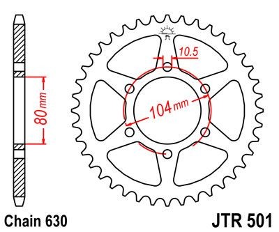 Corona JT 501 de acero con 34 dientes