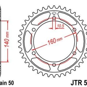 KAWASAKI - Corona JT 502 de acero con 44 dientes -