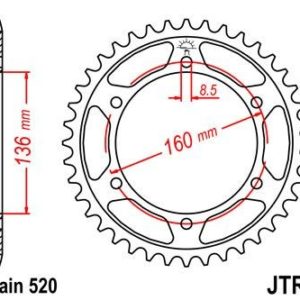 APRILIA - Corona JT 5 de acero con 44 dientes -