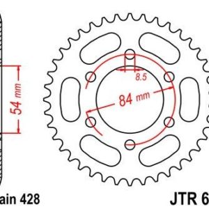 Corona JT 600 de acero con 52 dientes