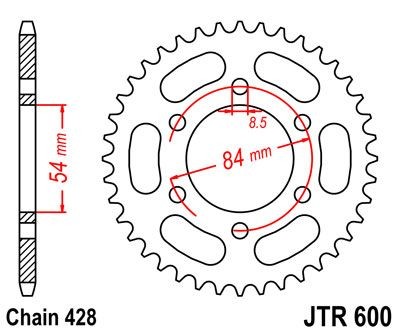 Corona JT 600 de acero con 52 dientes