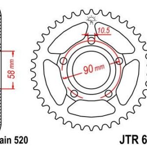 Corona JT 604 de acero con 38 dientes
