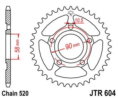 Corona JT 604 de acero con 38 dientes