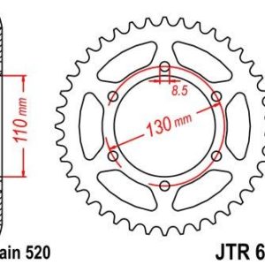 Corona JT 606 de acero con 43 dientes