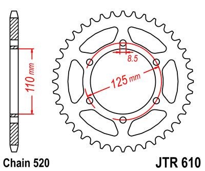 Corona JT 610 de acero con 51 dientes
