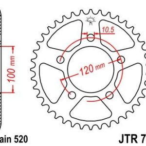 APRILIA - Corona JT 703 de acero con 44 dientes -