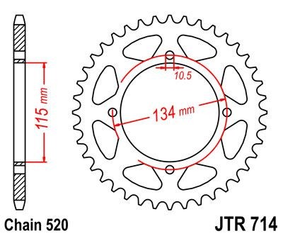 Corona JT 714 de acero con 50 dientes