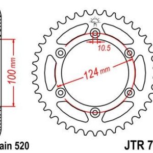 Corona JT 735 de acero con 44 dientes