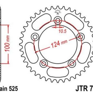 Corona JT 744 de acero con 38 dientes